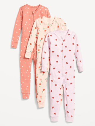 Unisex 2-Way-Zip Printed Pajama One-Piece 3-Pack for Toddler & Baby | Old Navy (US)
