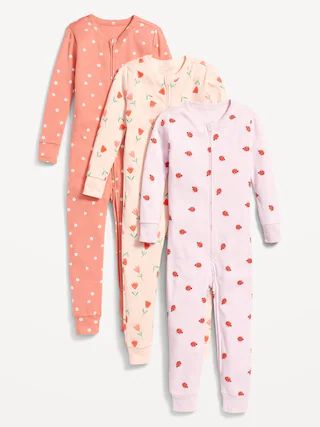 Unisex 2-Way-Zip Printed Pajama One-Piece 3-Pack for Toddler &#x26; Baby | Old Navy (US)