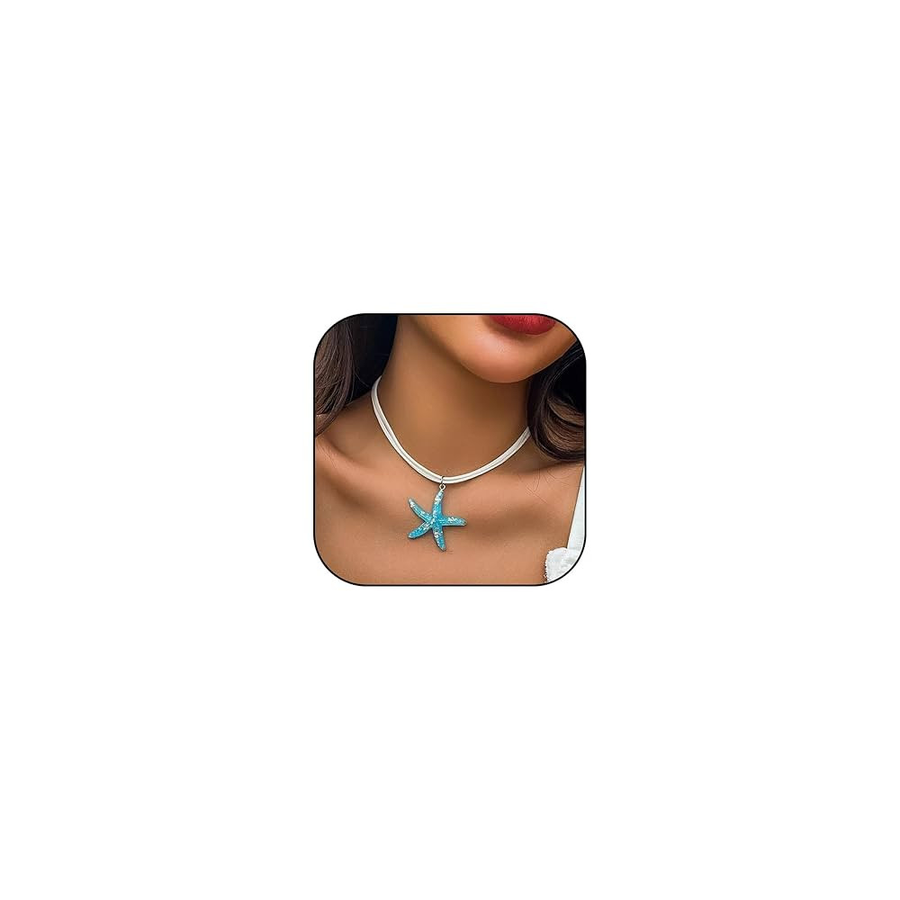 Seashell Necklace for Women Handmade Gold Shell Charm Necklace Big Starfish Necklace Beach Essent... | Amazon (US)