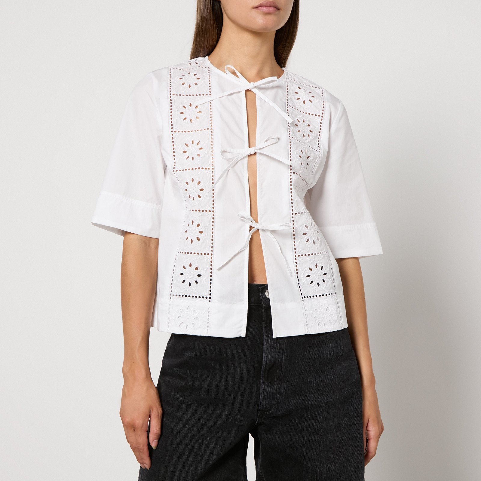Ganni Broderie Anglaise Cotton Blouse - EU 36/UK 8 | Coggles | Coggles (Global)