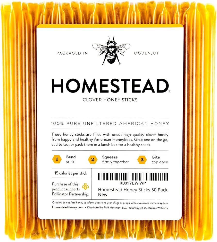 Homestead Honey Sticks for Tea (50 Count) - 100% Pure, Uncut, Unfiltered, American Honey Stick - ... | Amazon (US)