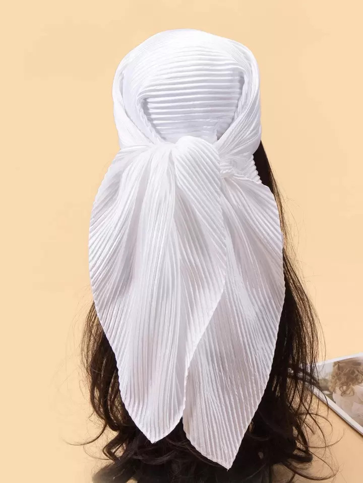 1pc Pleated Solid Scarf Women Big Square Scarf Minimalist Bandana Bandana,Hair Band,Head Band Ide... | SHEIN