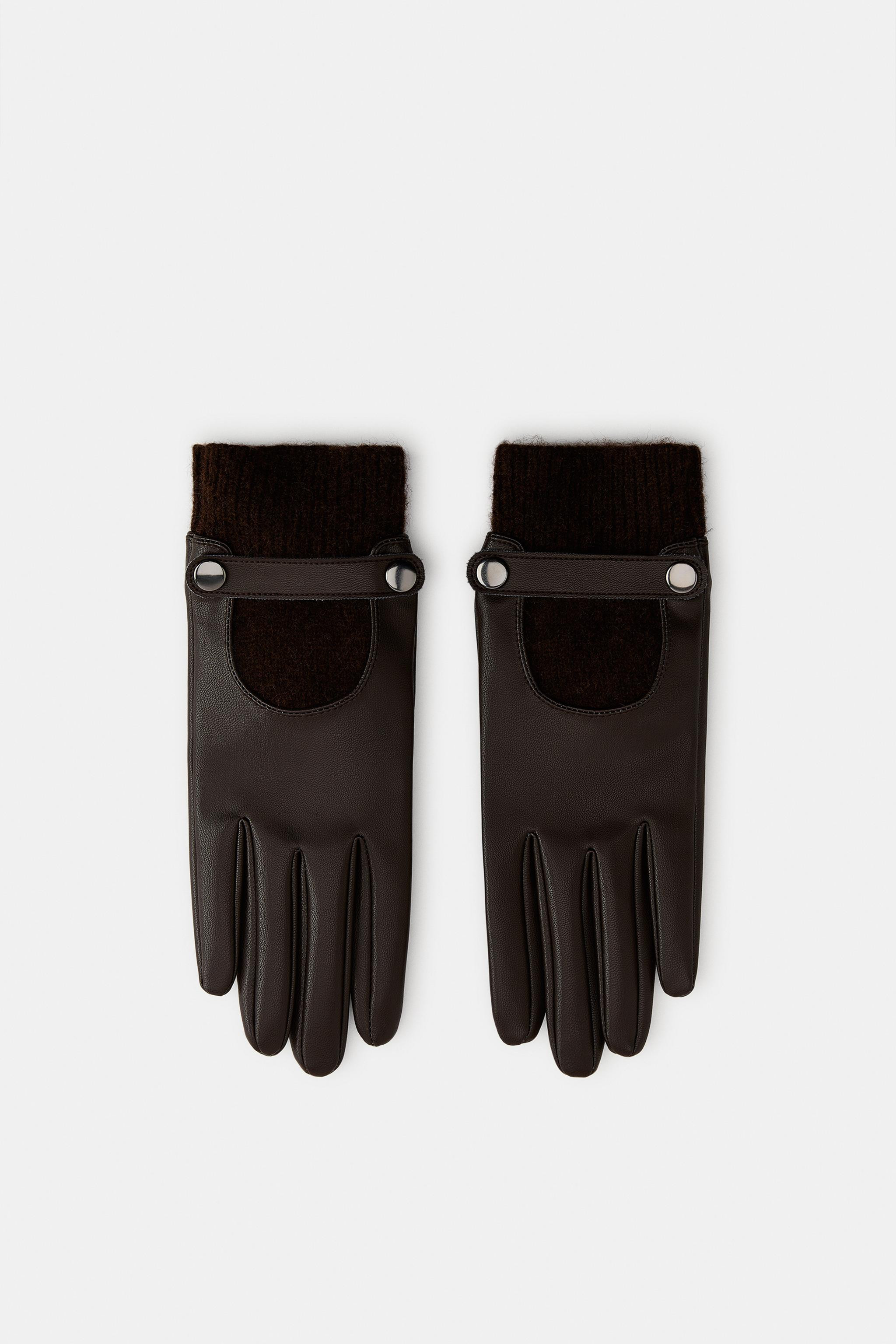 FAUX LEATHER WOOL BLEND GLOVES | Zara US