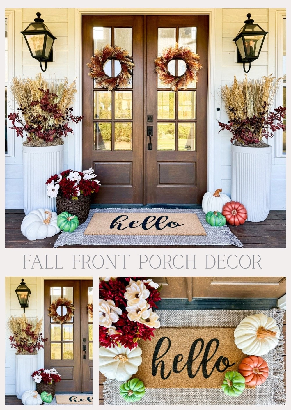 My first go at my 2026 fall front doors, but I might change a thing or two! If you’re looking for fall home decorating ideas, I’ve got all the inspiration you need to get your front doors or front porch ready for fall! I pulled together these arrangements using dried grasses, harvest wheat, fall leaves and berries. They match perfectly with the wreaths! I also love these resin pumpkins that I can use year after year!

#LTKSeasonal #LTKHome #LTKSaleAlert