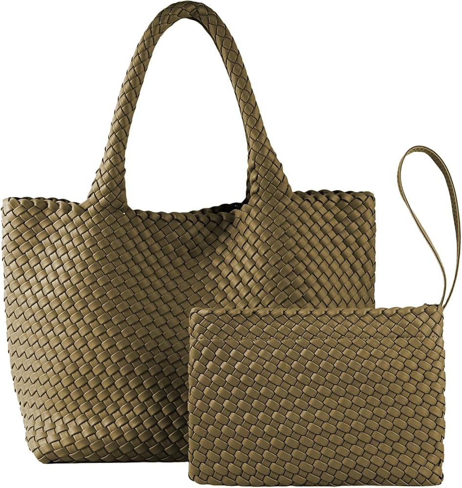 SporGenius Woven Tote Bag for Women, Vegan Leather Handwoven Bags with Small Purse, Large Braided... | Amazon (US)