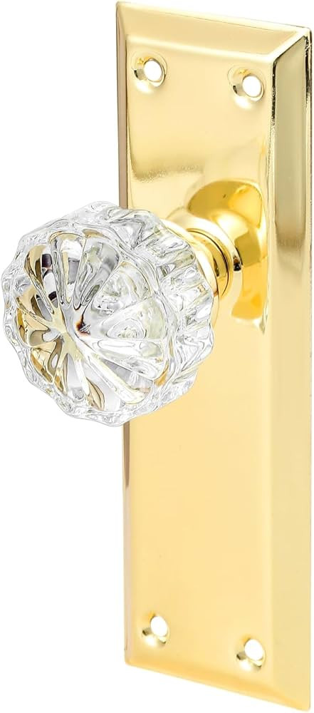 2 Pack Vintage Single Sided Crystal Dummy Door Knobs Interior, Long Plate Antique Glass Dummy Doo... | Amazon (US)
