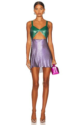 FANNIE SCHIAVONI Amira 2.0 Dress in Purple & Green | FWRD | FWRD 