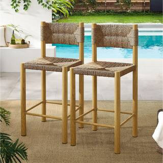 Parkland Stackable Aluminum Outdoor Bar Stool with Brown Cushion of 2 | The Home Depot