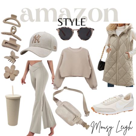 Neutral is my favorite. Always classy and easy. 

Amazon, taupe, brown, casual, yoga pants, flare leggings, long puffer vest, sneakers, hair clips, ball cap, sweatshirt, belt bag, sunglasses, crossbody 

#LTKitbag #LTKunder50 #LTKstyletip