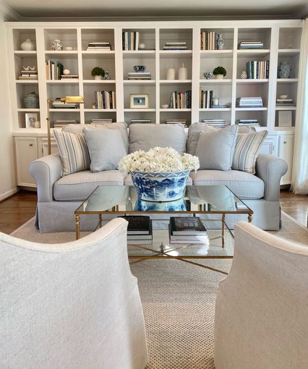 Sharing some of the decor (or similar options) I used to decorate my living room bookshelves with!

I also linked some of the living room furniture/rug as well! My sofa is in the fabric, Linen French Blue!

#LTKfindsunder50 #LTKhome
