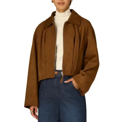 Wit & Wisdom Faux Suede Bomber Jacket in Tobacco at Nordstrom, Size X-Small | Nordstrom