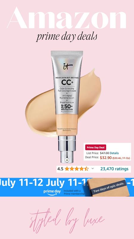 Love this CC cream and right now you can get it 30% off. I use color light in the summer. It runs dark IMO. 

#LTKxPrimeDay #LTKbeauty #LTKunder50
