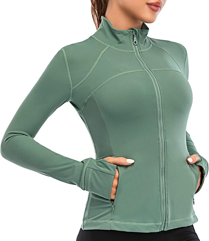 RUNNING GIRL Women's Running Jacket, Workout Full Zip Lightweight Slim Fit Yoga Athletic Sports Shir | Amazon (US)