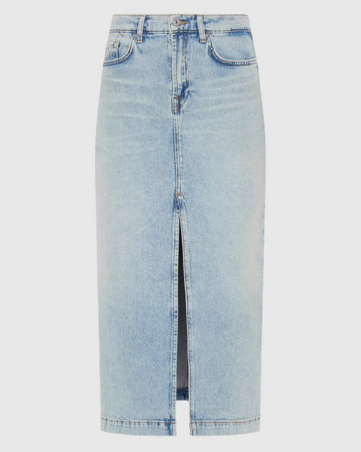 Amber Denim Midi Skirt | 7 For All Mankind