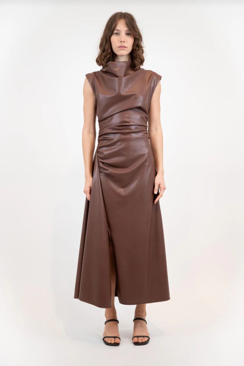 BURKE S/L DRAPED MIDI DRESS | FEBE Clothing