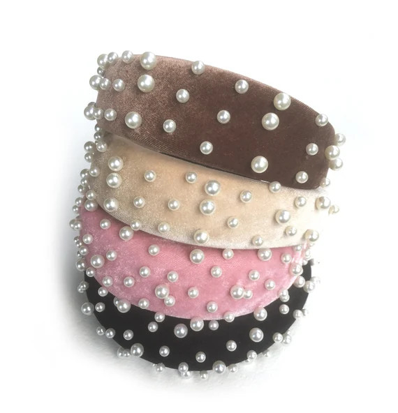 Annstyle Velvet Pearl Padded Headband | Etsy Canada | Etsy (CAD)