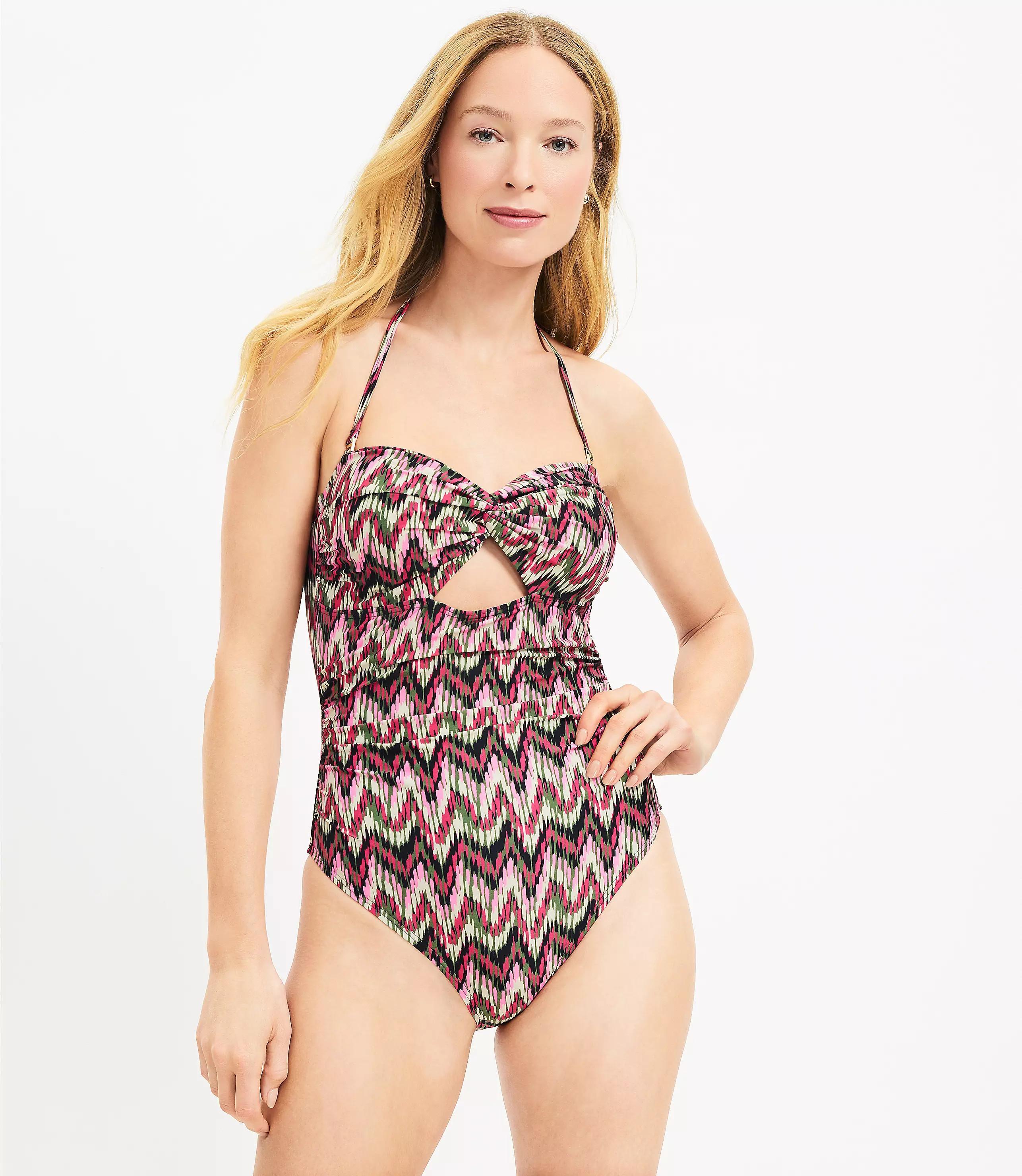 LOFT Beach Twist Bandeau One Piece Swimsuit | LOFT