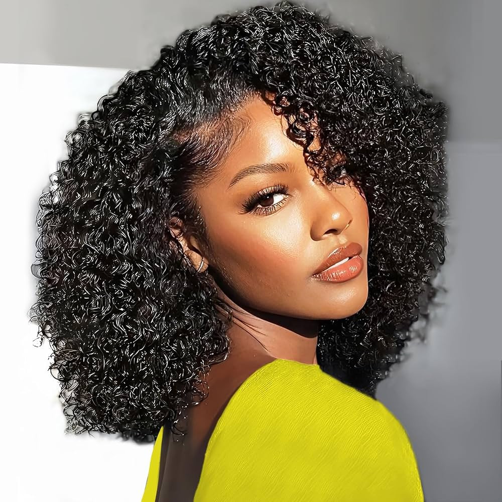 Half Wig Human Hair Kinky Curly 200% Density Glueless Drawstring Half Wig 3 in 1 Flip Over 18 Inc... | Amazon (US)