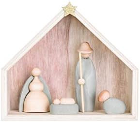 Creative Co-Op Concrete Nativity with Creche (Set of 5 Pieces) Figures and Figurines, Brown | Amazon (US)