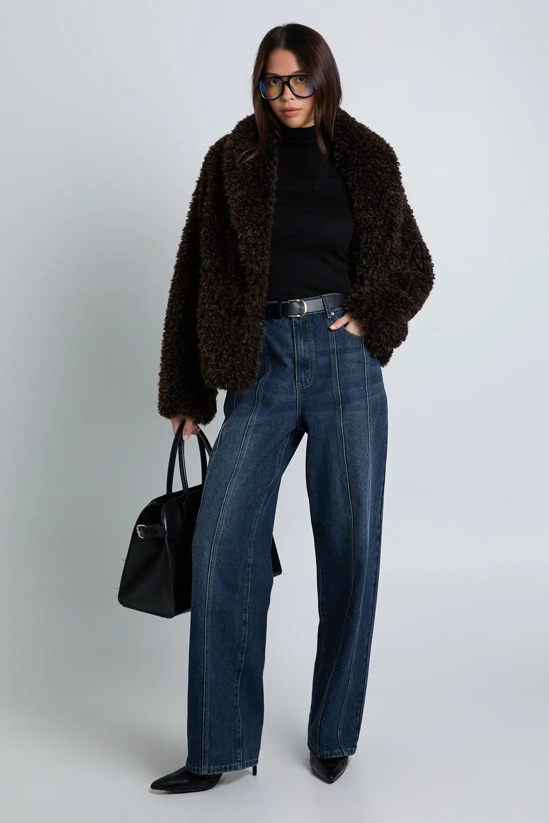 Shawl Collar Faux Fur Coat | boohoo (US & Canada)