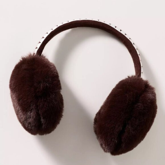 NWT Anthropologie Violet & Brooks Embroidered Faux Fur Earmuffs Espresso | Poshmark