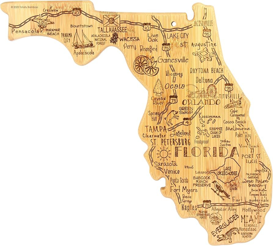 Totally Bamboo Destination Florida State Shaped Serving and Cutting Board, Includes Hang Tie for ... | Amazon (US)