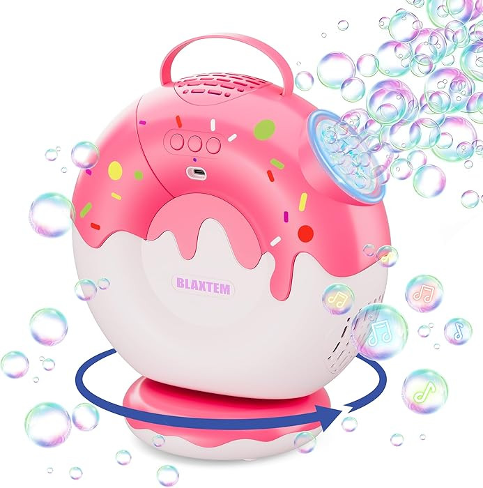 Rechargeable Bubble Machine Donut-Shaped - 90° 360° Rotatable, Lights & Music Bubble Maker for ... | Amazon (US)