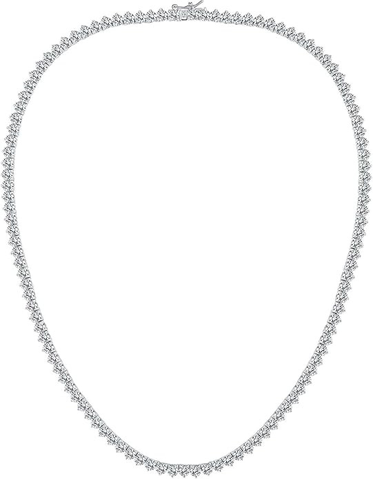 Gemsme 4mm Tennis Necklaces for Women - 3 Prong 18K White Gold Plated Round Cubic Zirconia Classi... | Amazon (US)