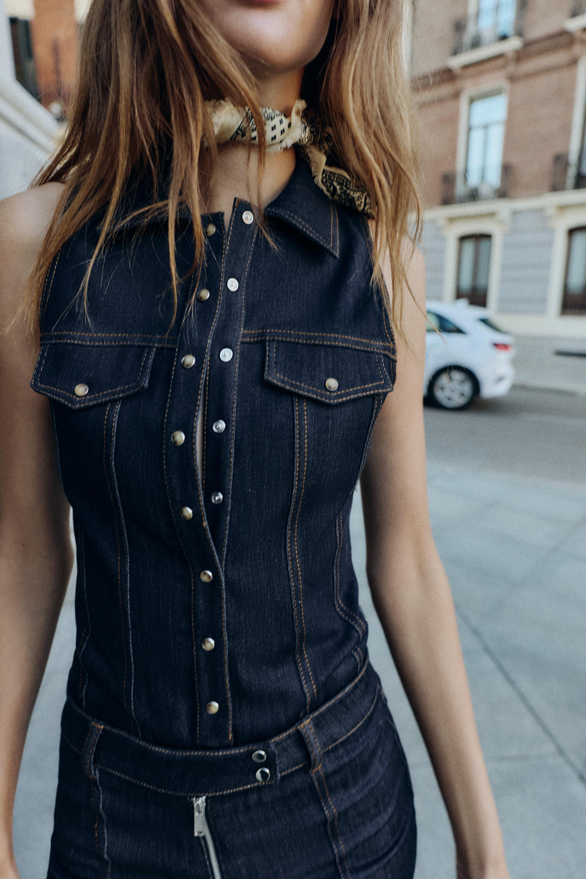 Z1975 FITTED DENIM BODYSUIT | Zara US