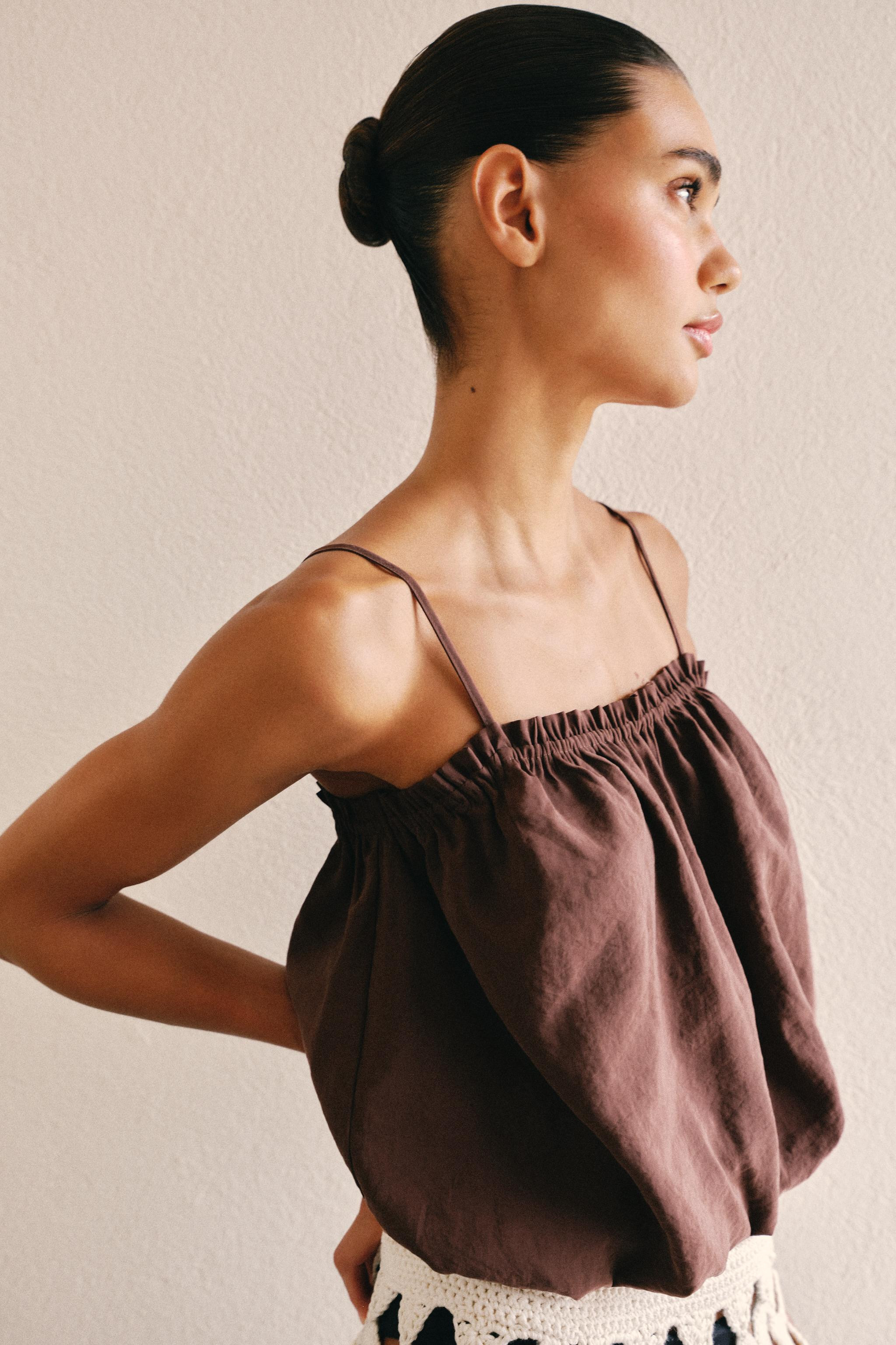 PUFF SLEEVE STRAPPY TOP | Zara UK