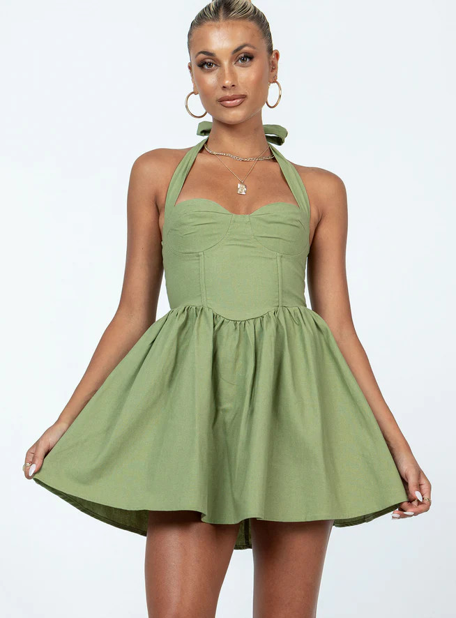 Lyle Mini Dress Sage | Princess Polly US