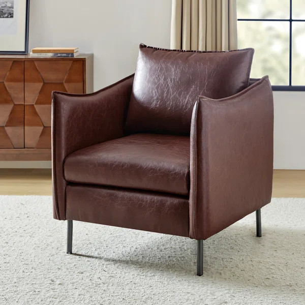Eamor Faux Leather Armchair with Unique Arms | Wayfair North America