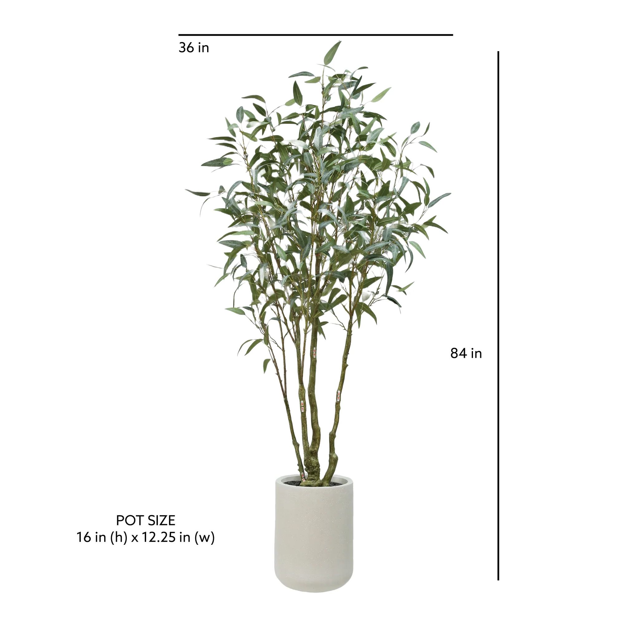 Artificial Willow Eucalyptus Tree 7' with Artisan Planter | CG Hunter