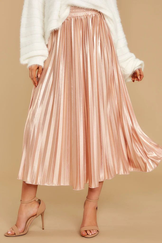 Make It Memorable Rose Gold Midi Skirt | Red Dress 