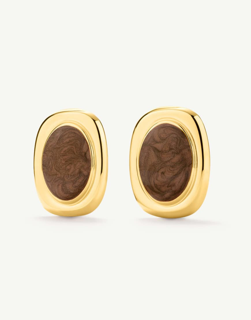 D. LOUISE Waterproof bold oval statement earrings in brown – tarnish-free in brown | ASOS (Global)