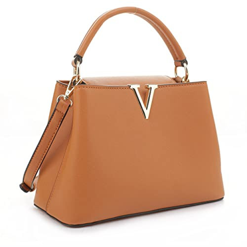 EVVE Women's Small Satchel Bag Classic Top Handle Purses Fashion Crossbody Handbags with Shoulder Strap | ORANGE | Amazon (US)