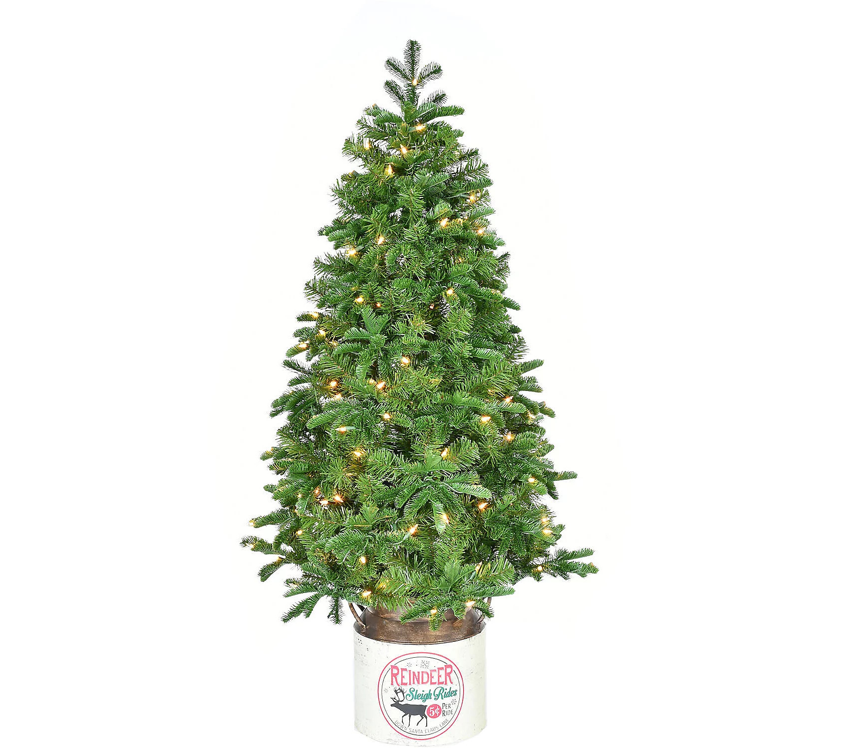 Fraser Hill Farm 4.5' Porch Tree in Reindeer Po t | QVC