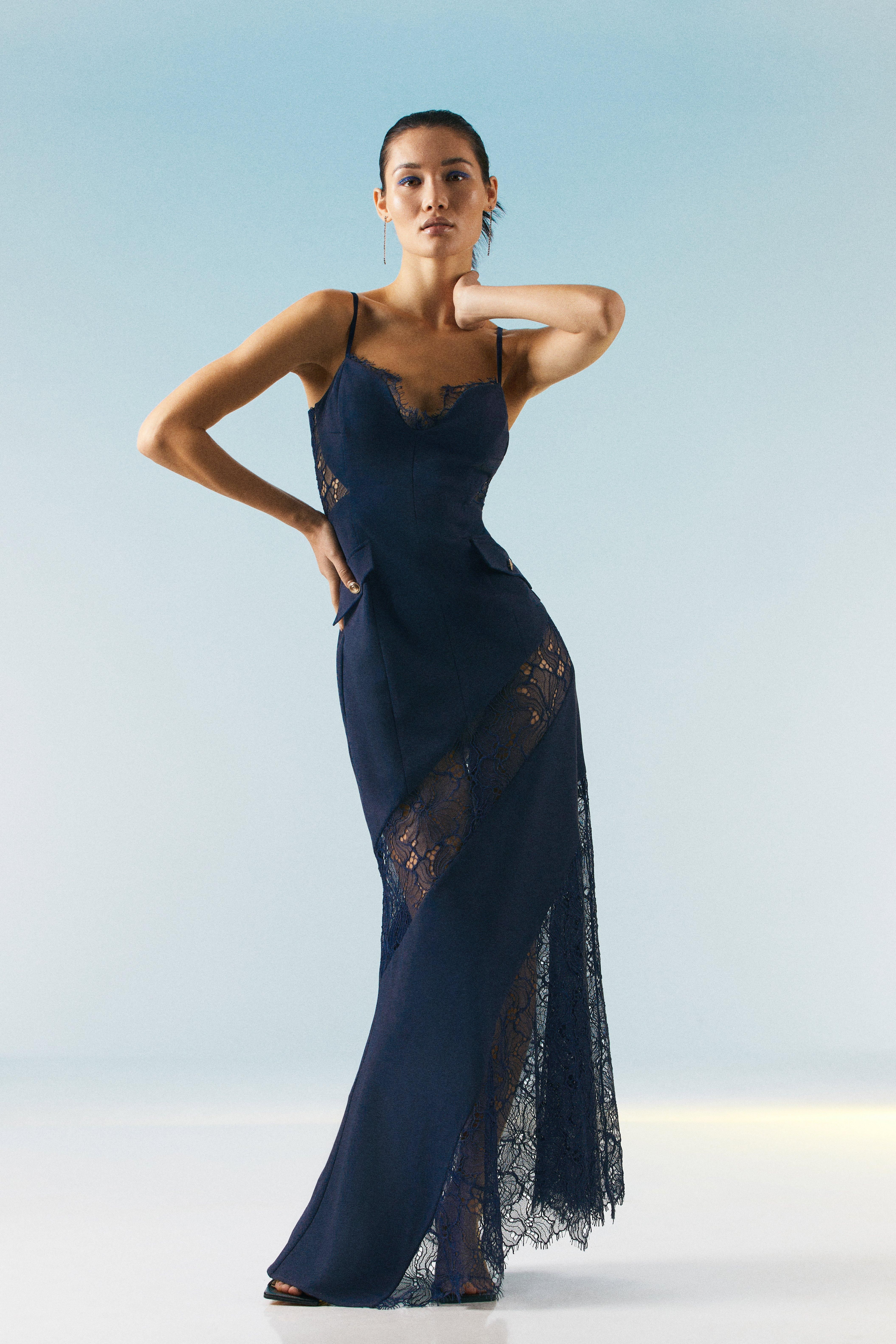 OOTO Lace Mix Slip Maxi Dress | Karen Millen US