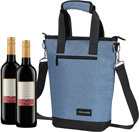 Vivflavor Insulated Wine Bag Carrier - 2 Bottles Leakproof Padded Wine Cooler Bags Tote with Adju... | Amazon (US)