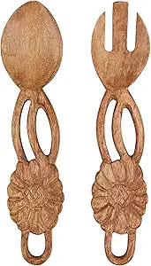Mud Pie Carved Flower Salad Servers; 11" | Amazon (US)