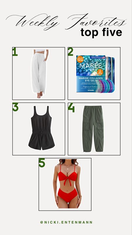 Our weekly favorites! I’m so glad you’re loving the Maree Eye Gels as much as I do - use code: MRENICKI to get 20% off Amazon!

Bestsellers, most loved, our favorites, linen pants, eye gels, rompers, green joggers, amazon swim, nicki entenmann 

#LTKfitness #LTKstyletip #LTKSeasonal