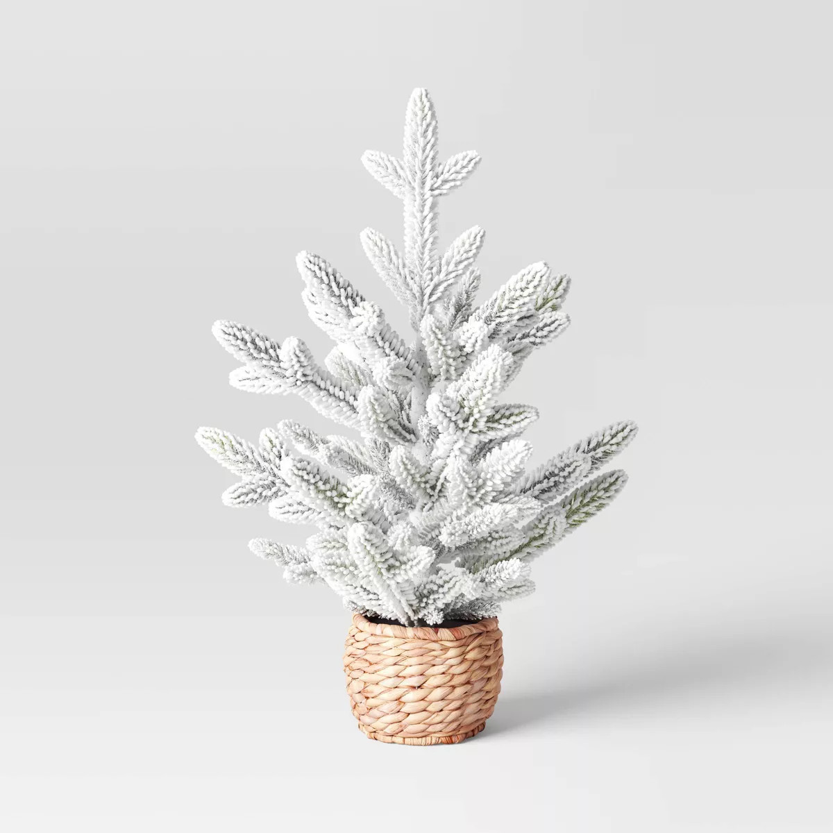 Artificial Flocked PE Tree in Woven Basket - Threshold™ | Target