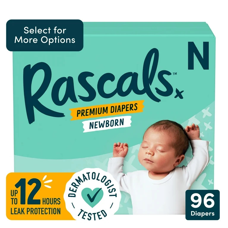 Rascals Premium Newborn Absorbent Baby Diapers Newborn, 96 Count | Walmart (US)