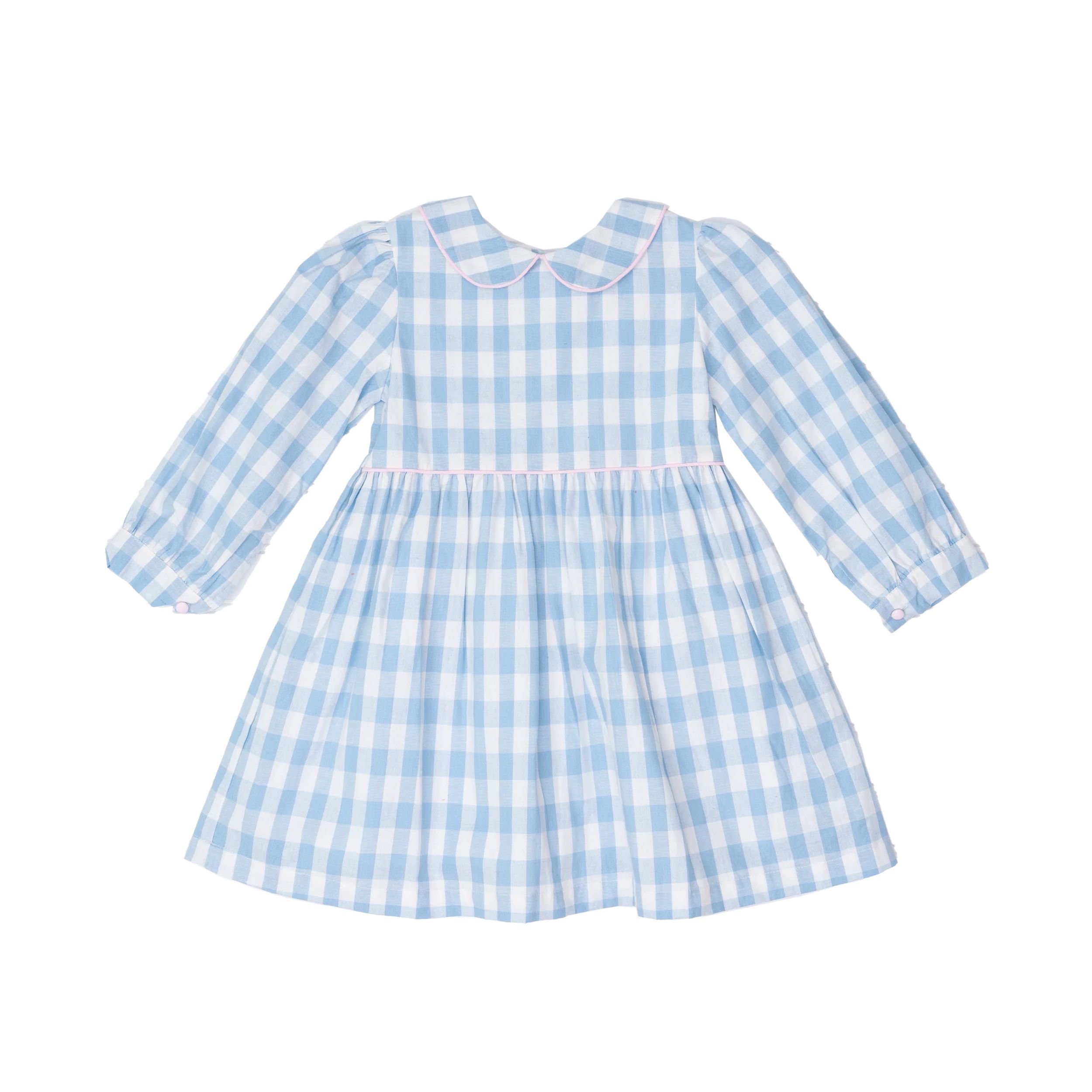Lottie Blue Check Dress | The Oaks Apparel Company