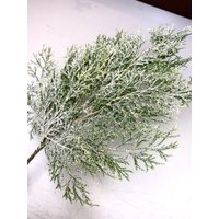 18"" Glittered Cedar Spray, Christmas Pick, Sparkles Artificial Pine, Winter Wedding Greenery, Faux  | Etsy (US)