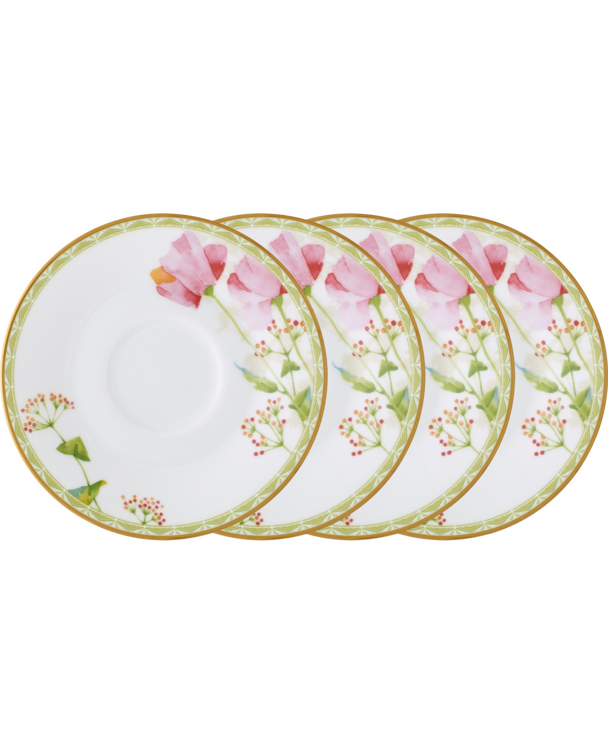 Noritake Poppy Place 6" Saucers, Set of 4 - White, Pink, Gold-Tone | Macy's