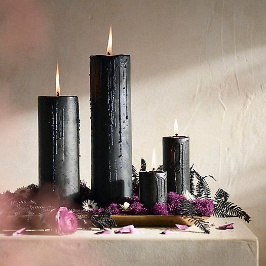 Black Pillar Candle, Unscented | Terrain