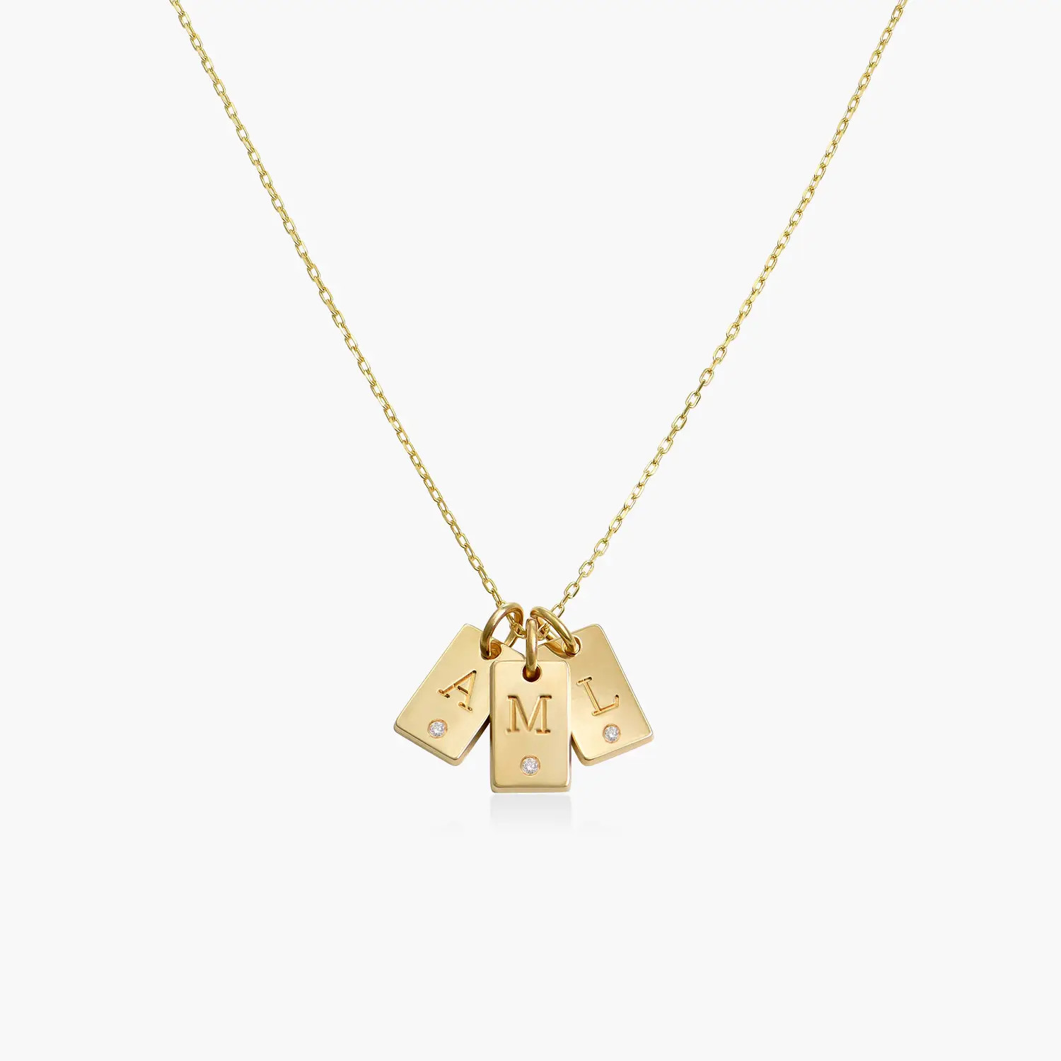 Willow Tag Initial Necklace with Diamond - 14k Solid Gold | Oak & Luna (US)