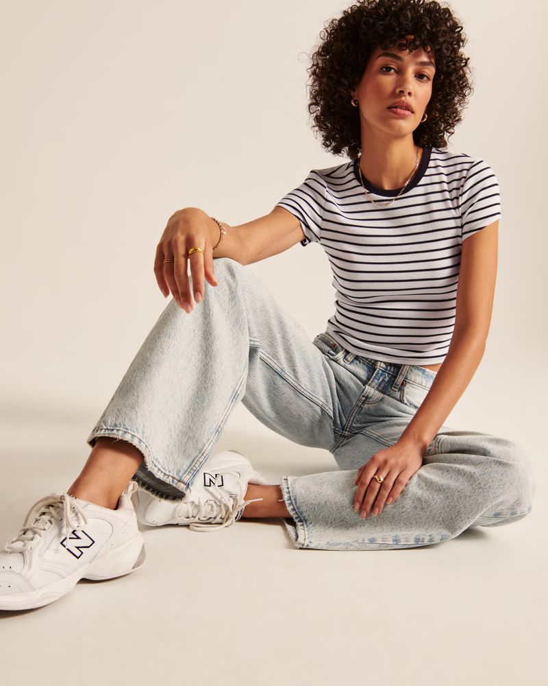 Women's Essential Ribbed Baby Tee | Women's Tops | Abercrombie.com | Abercrombie & Fitch (US)