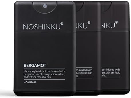 Noshinku - Refillable Hand Sanitizer Bergamot 3-Pack, Travel Size Spray with Hydrating Botanical ... | Amazon (US)